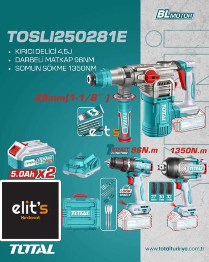 total akülü set kırıcı delici darbeli matkap vidalama somun sökme toslı250281e