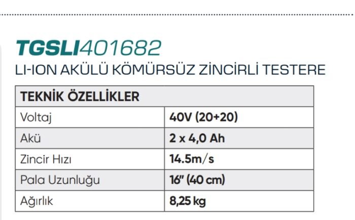 Total Akülü zincirli testere kömürsüz - Görsel 3