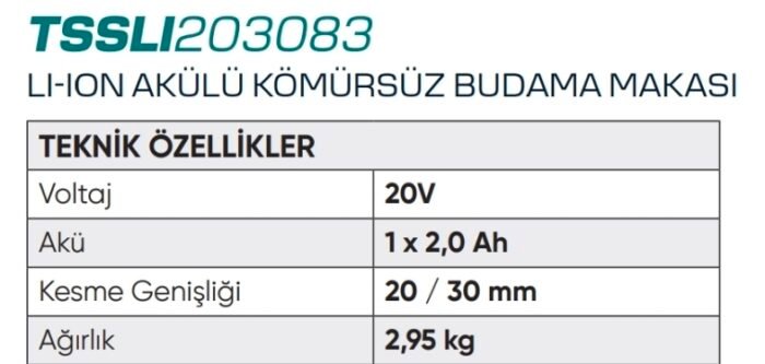 Akülü Budama Makası kömürsüz tsslı203083 - Görsel 3
